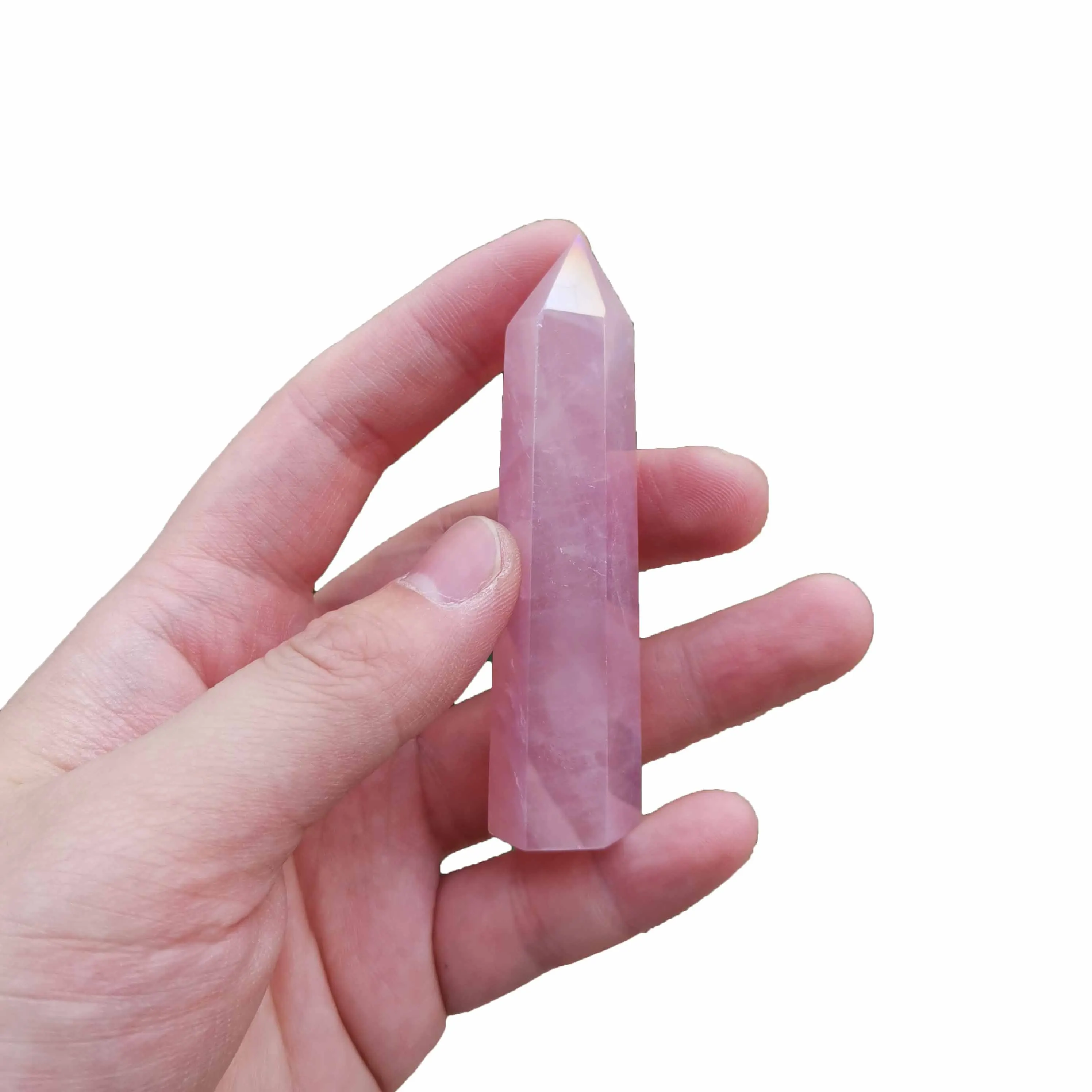 

Natural Aura Rose Quartz Crystal Point Wand Healing Stone Meditation Home Decoration Reiki Polished Stone Chakra Tower