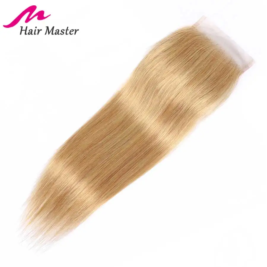 Бразильские прямые светлые волосы закрытие Remy 8 22 дюйма свободная средняя часть