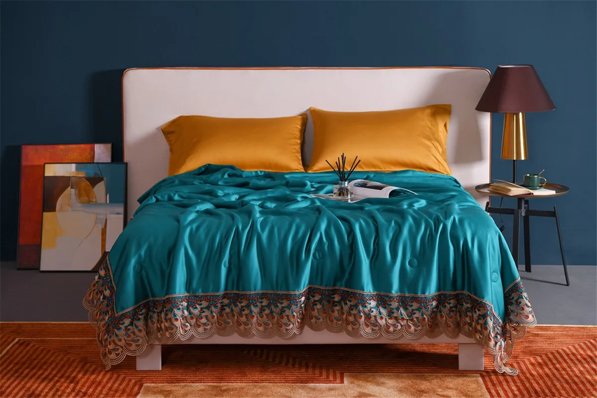 

Luxury Life Tencel Lyocell Lace Embroider Summer Thin Quilt Ultra Light Nice and Cool 2x2.3m
