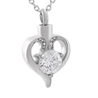 Дешевые синийпрозрачный кристалл инкрустация Сердце ожерелье пепел ювелирные изделия элегантный кулон для женщин из нержавеющий стали памятный медальон ожерелье