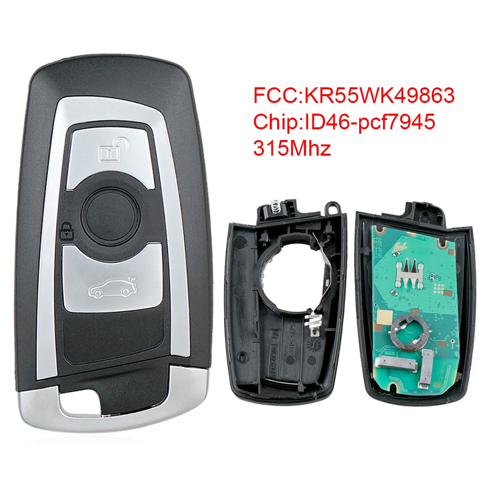 

Smart Car Remote Key Keyless 315Mhz KR55WK49863 ID46 7945 Chip Auto Car Key Replacement Fit for BMW CAS4 System Germany Cars