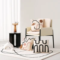 home decoration rainbow cushion cover black stripe pillow cover rope embroidery pink 45x45cm for living room bed room