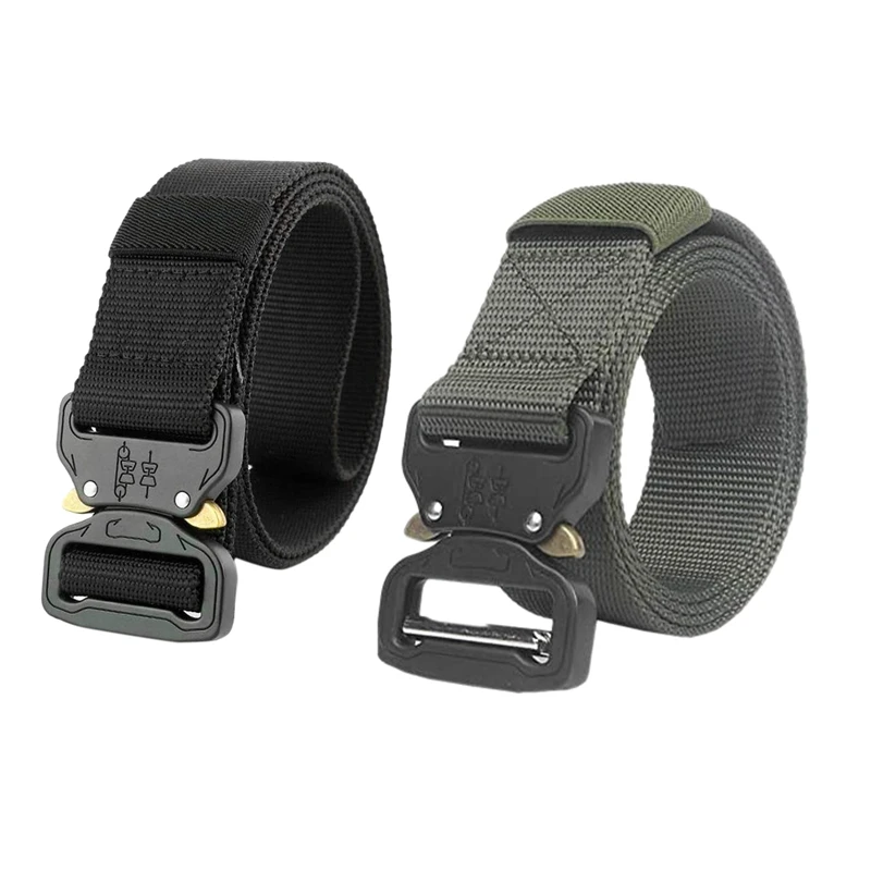 

ELOS-Nylon Waist Belt Waistband Outdoor Training Belts Easy Unlock Sport Climbing Adjustable Metal Buckle Belt