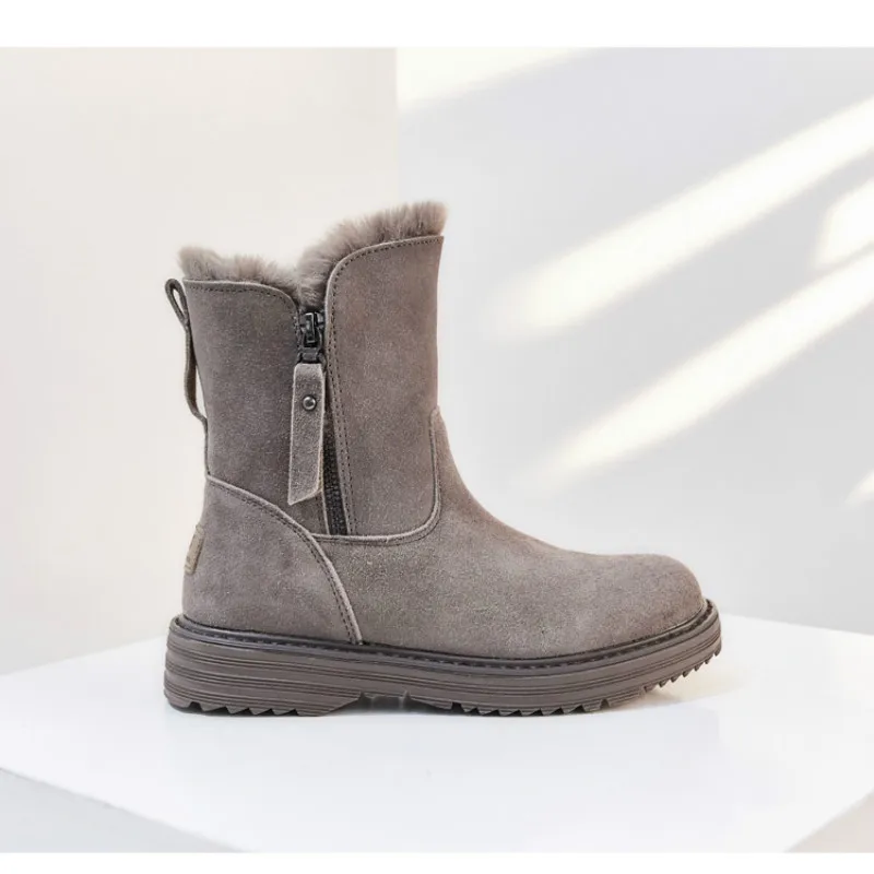 

Flat Boots Women Winter Shoes 2020 Short Plush Ankle Boots Ladies Faux Seude Bota Feminina Warm Fashion Shoes Black Zapato Mujer