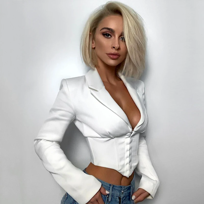 Женский укороченный топ INDRESSME повседневный облегающий офисный с глубоким