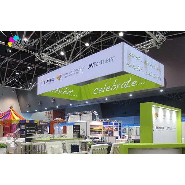 

Пользовательские выставки 20 футов x 10 футов x 3 Футов Прямоугольные накладные растягивающиеся Натяжные тканевые подвесные знаки для выставок