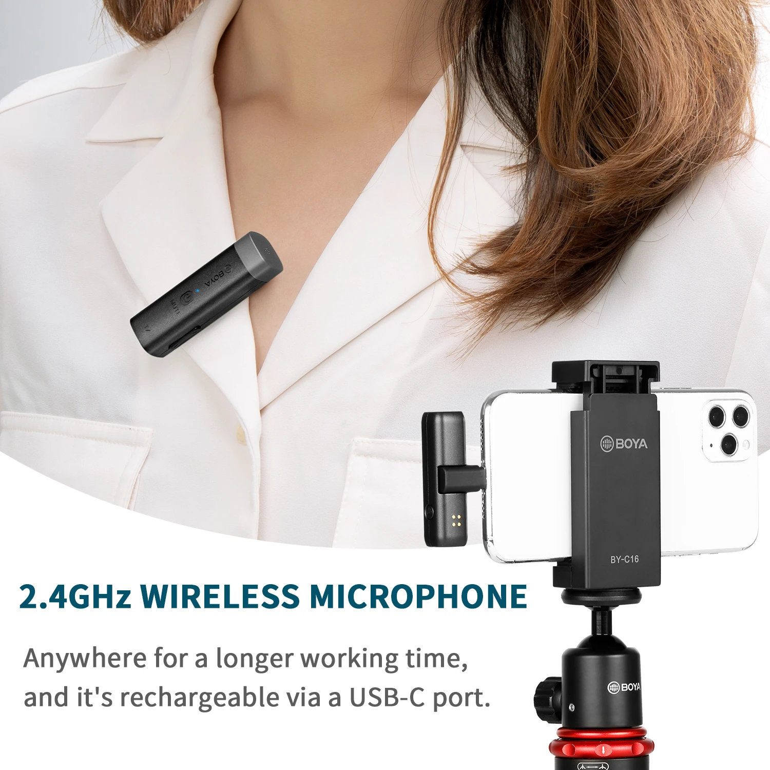 BOYA BY-WM3 2.4GHz Wireless Microphone System for Smartphones Tablets DSLR Videographer Content Creator Avid Vlogger More | Электроника