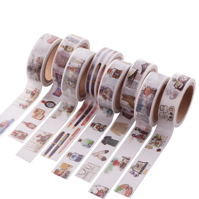 

15MMX7M Japanese washi tapes color Dividing Stickers border masking adhesive paper washi tape DIY Scrapbooking Hand account