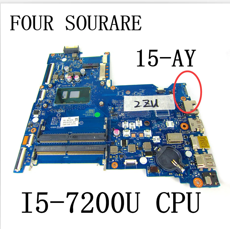Материнская плата для ноутбука HP Pavilion 15-AY I5-7200U CPU CDL50 LA-D707P 903793-601 903793-001 903793-501 -