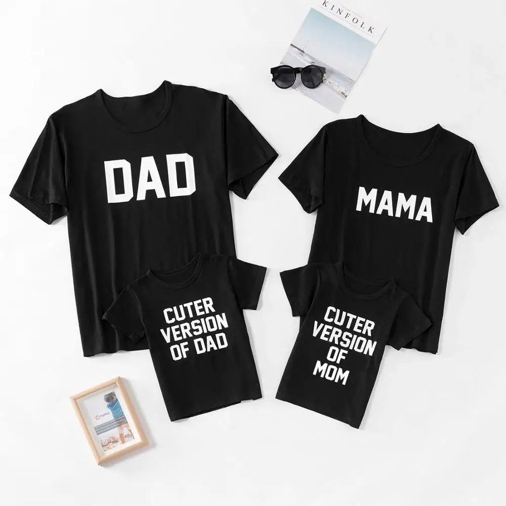 

PatPat 2020 New Summer Letter Printed Family Matching Short-sleeve Black T-shirts Matching Outfits Family Look Tops