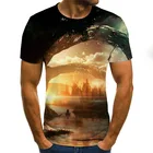 Мужская футболка с 3D рисунком леса, повседневные топы в стиле Харадзюку, летняя Модная рубашка с круглым вырезом, уличная одежда футболка с графикой
