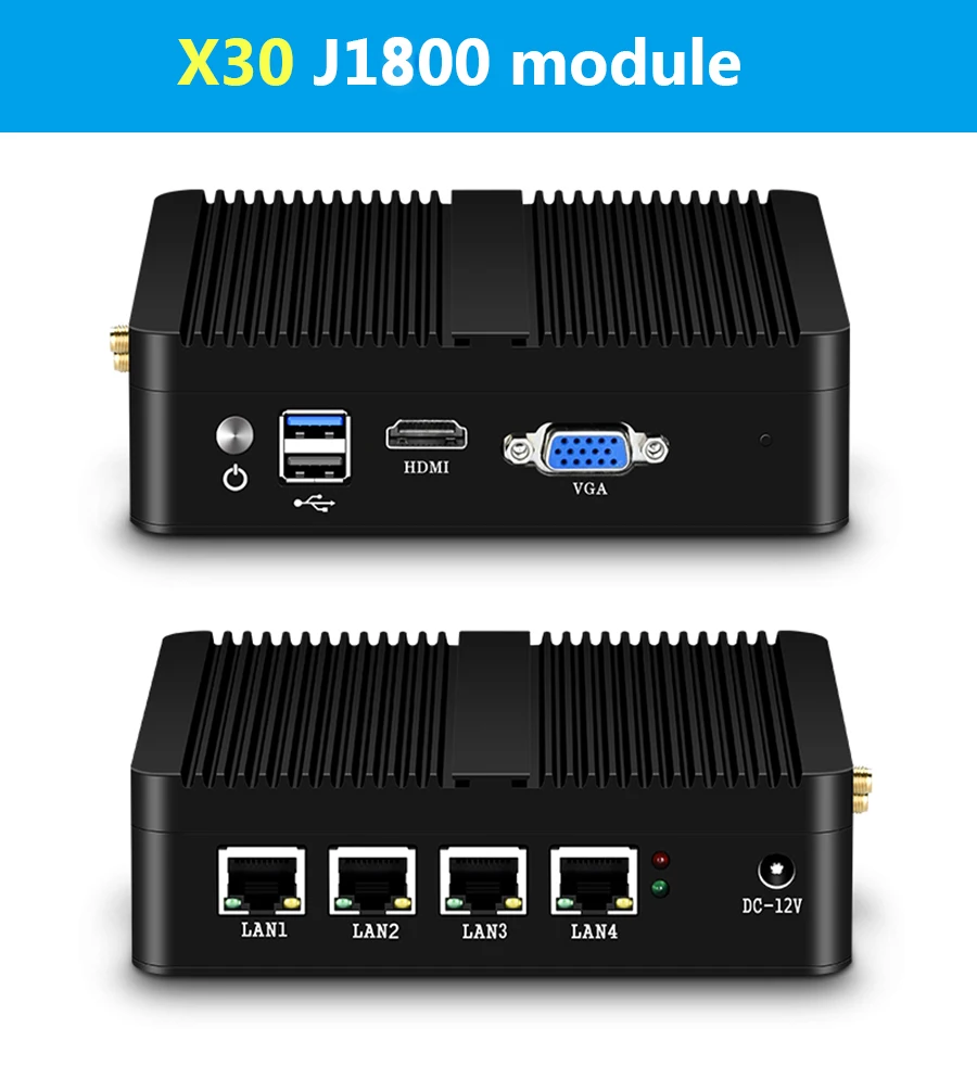 BEBEPC безвентиляторный мини ПК 4 LAN Celeron J1900 Quad Core J1800 N2830 маршрутизатор брандмауэра