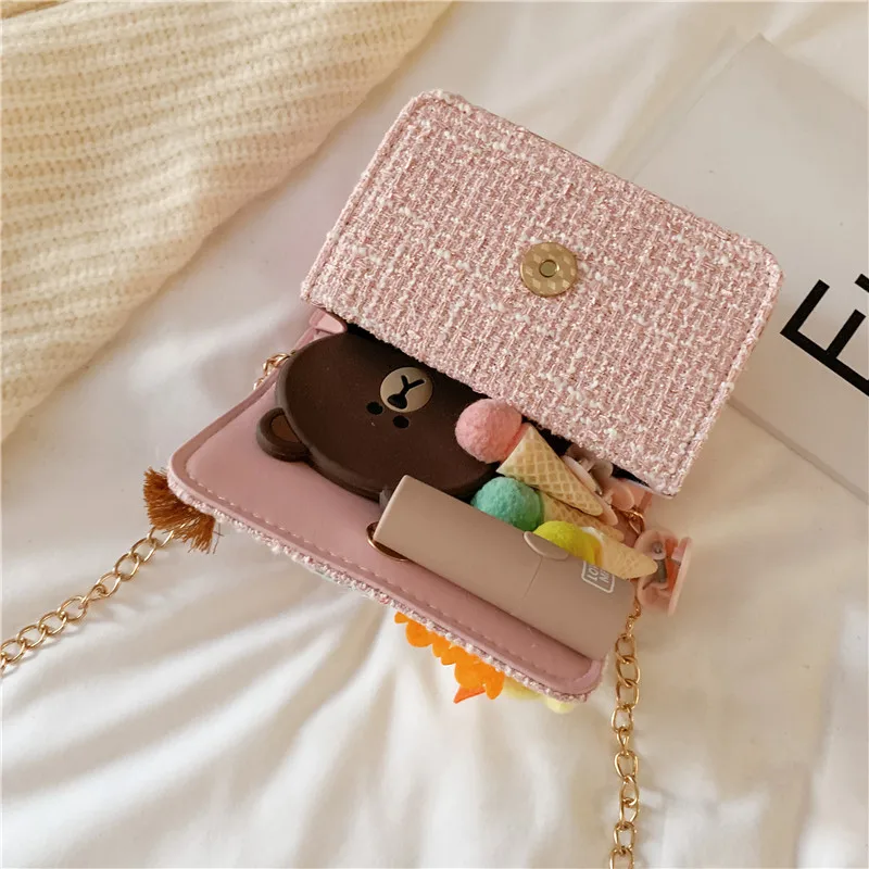 Модные милые детские мини-сумки через плечо шерстяные клетчатые маленькие сумки