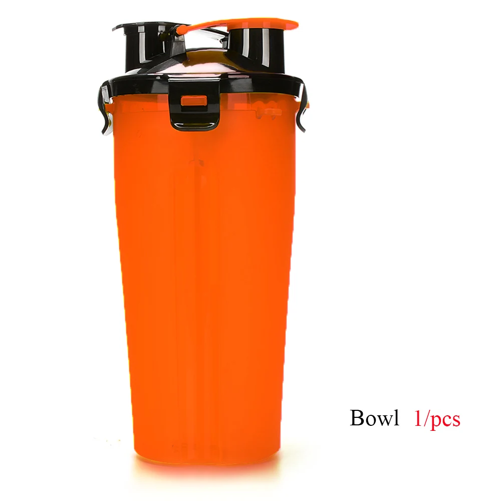 orange only 1 cup Портативная 2 в 1 ПЭТ бутылка для воды контейнер для еды со складной силиконовой миской для домашних животных уличная дорожная кормушка для кошек и собак чашка - Цвет: orange only 1 cup