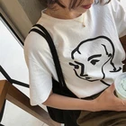 Футболка PUDO HJN с рисунком лица Анри матиссе, Женская Милая футболка с графическим рисунком в Корейском стиле