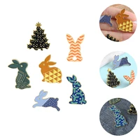 6pcs bunny and pine tree brooches hat adornments scarf decors clothing ornaments