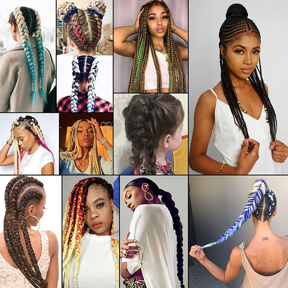 

Alororo Ombre Synthetic Hair Braids 82 Inch Jumbo Braiding Hair Extensions Purple Orange Grey Red Hair Braid for Women