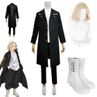 Костюм для косплея Sano Manjiro из аниме Токийский мстители, Униформа Майки, пальто для взрослых, Тренч Сано мангиро, обувь для Хэллоуина