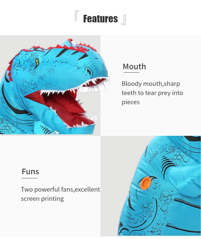 JYZCOS взрослых T REX надувной костюм Рождество Косплей T-REX динозавр животных фантазия комбинезон Хэллоуин костюм для женщин и мужчин