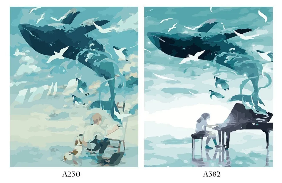 AZQSD DIY абстрактная масляная краска ing Play The Piano paint ing By Numbers Whale paint Холст Картина Ручная Краска ed Современная A230