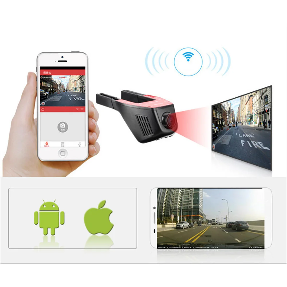 Автомобильный видеорегистратор с Wi Fi Full HD 1080P широкий угол обзора 170 градусов