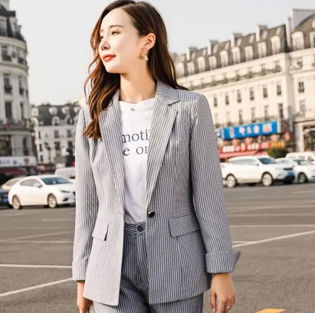 Женский Деловой брючный костюм элегантные Брючные костюмы серого и розового