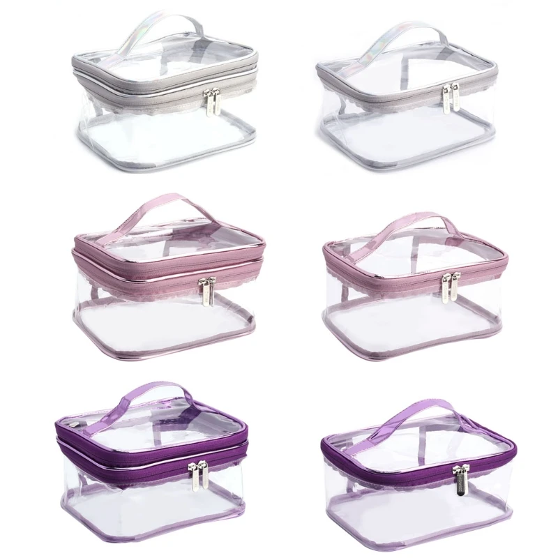 

Портативный прозрачная сумка для макияжа, на молнии, косметички прозрачный дорожный мешочек для хранения L41B