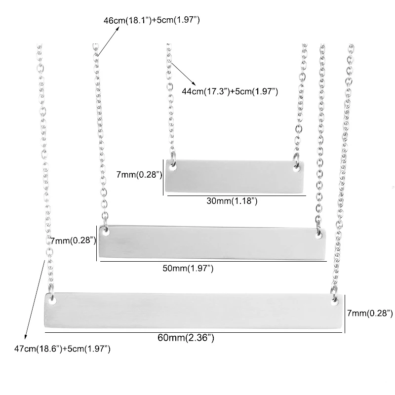 Персонализированные пустой бар кулон ожерелье цвета: золотистый серебристый