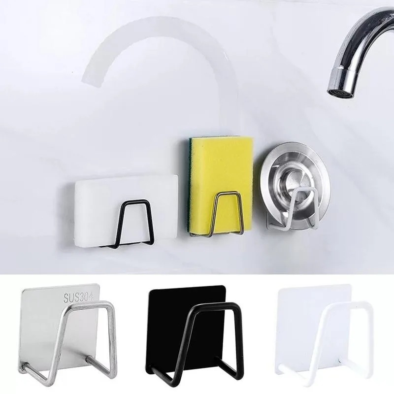

Steel Self Adhesive Sponge Sponges Holder In The Sink Drain Rack Drying Shelf Kitchen Bathroom Storage Sponges Holder