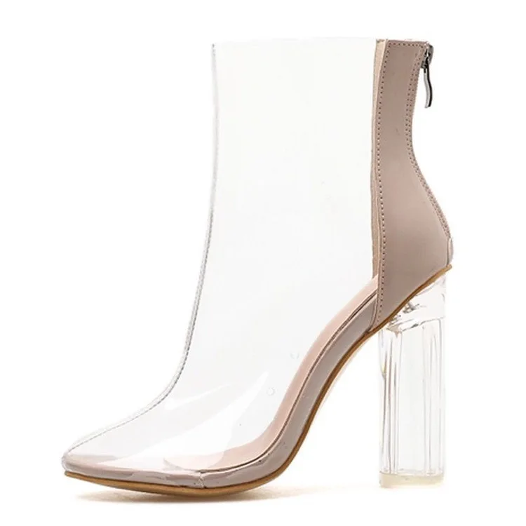 

Crystal heel Transparent Women Boots Ankle