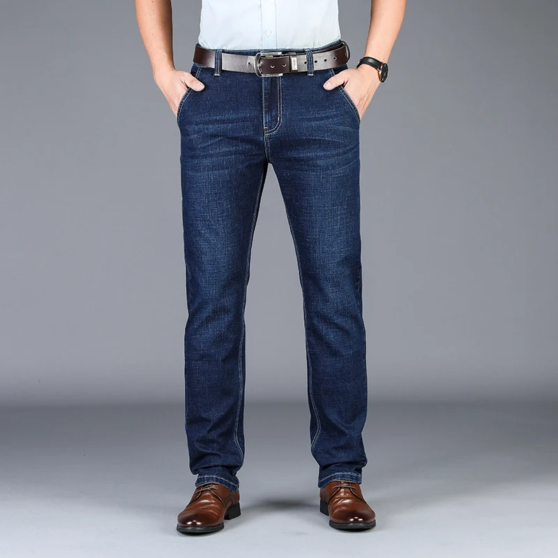 Мужские узкие джинсы из мягкого хлопка эластичные брюки карандаш синего и