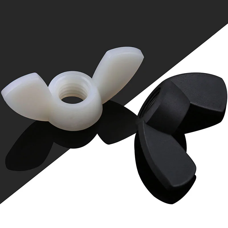 

50/30/20/10/5pcsDIN315 Hand Tighten Black And White Nylon Nut Wingnut Butterfly Nut Ingot Plastic Wing Nuts M3 M4M5 M6M8 M10 M12
