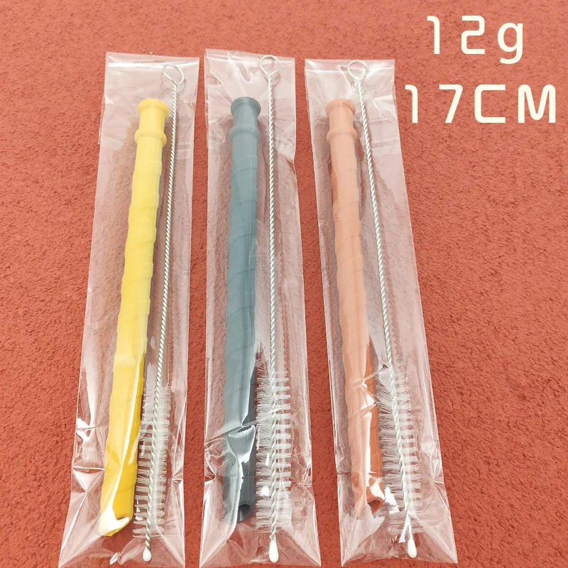 Pajitas de silicona de grado alimenticio reutilizable, Pajita para beber con Juego de cepillos de limpieza para tazas de silicona, accesorio para Bar de fiesta, 5 uds.-5