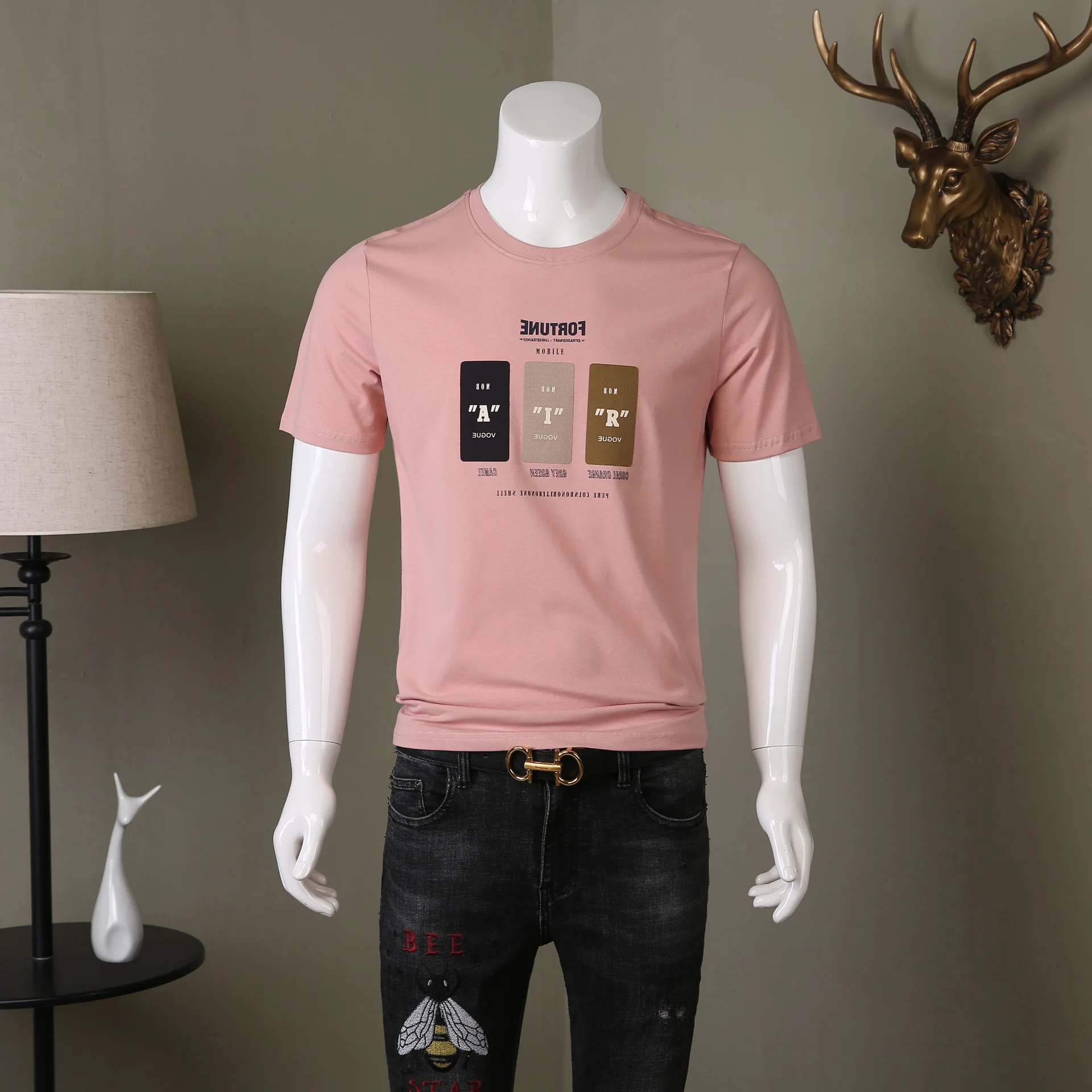 

2021 summer new men's short-sleeved T-shirt casual men's youth summer short-sleeved letter printing fashion men's clothing