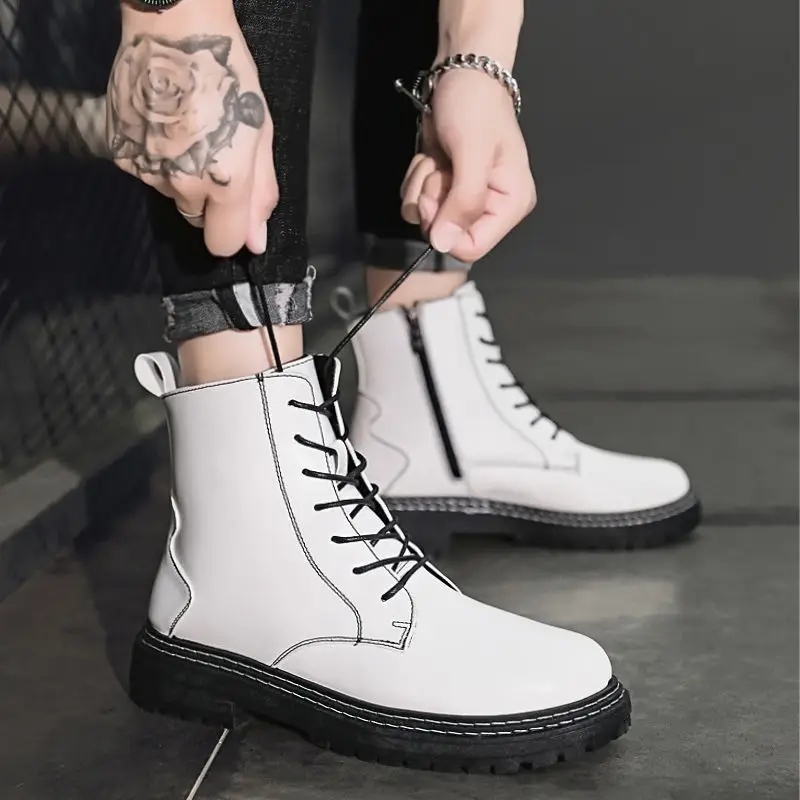 

Мужские высокие укороченные Ботинки Martin в Корейском стиле на осень и зиму