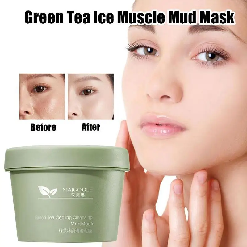 

1pcs Face Mask Green Tea Ice Muscle Mud Mask Deep Cleansing Remove Blackheads And Shrink Pores Mask Skin Care Products