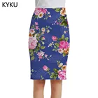 Женская винтажная юбка-карандаш KYKU, офисная юбка с 3D-принтом пионов и цветов в стиле Харадзюку, лето 2019