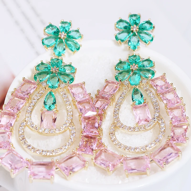 Серьги подвески женские розовые в форме капли 67 мм|Серьги-подвески| |