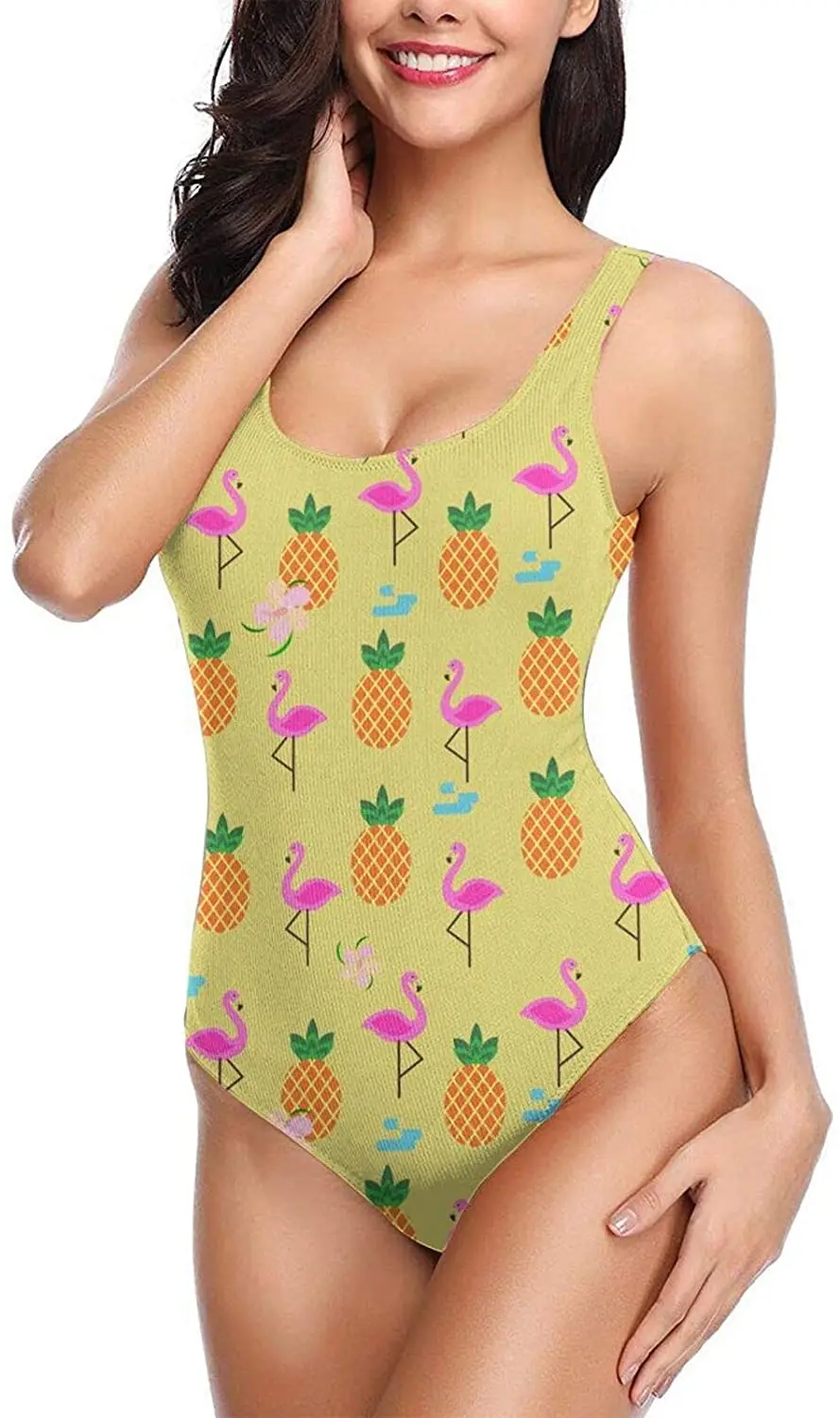 

Womens Bikini Swimsuits Yellow Pineapples Backless Bikini Sexy Ladies Four Season Pool Suits High Waisted Bikini