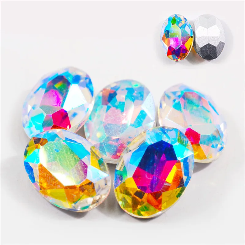

New High-quality 4x6mm 20pcs / Bag Nail Art Multicolor Oval Pointed Bottom Rhinestone DIY Shiny Nail Decoration Accessories