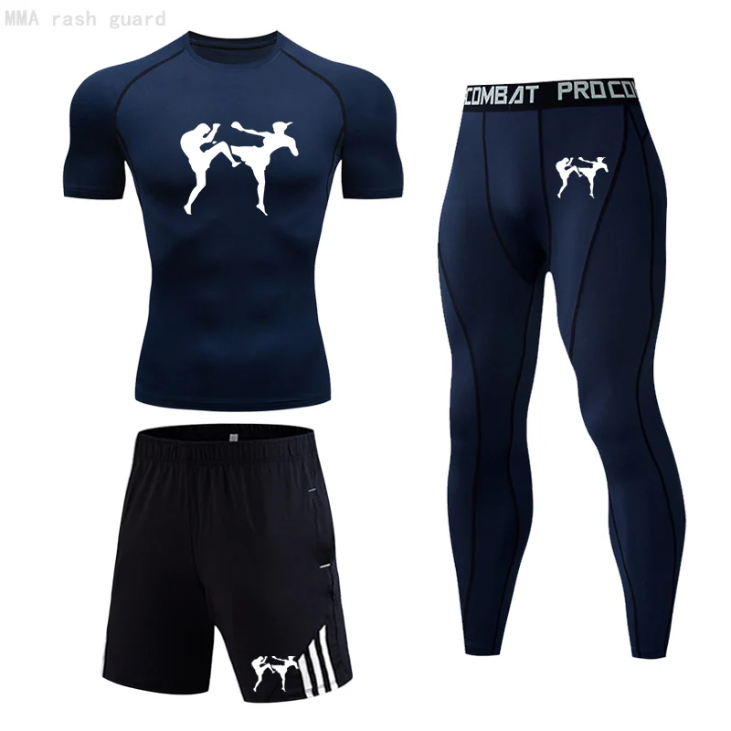 

Летние тренировочные костюмы, мужские трико для бега, топ, спортивный тренажерный зал, фитнес, тренировочная одежда, компрессионная спортив...