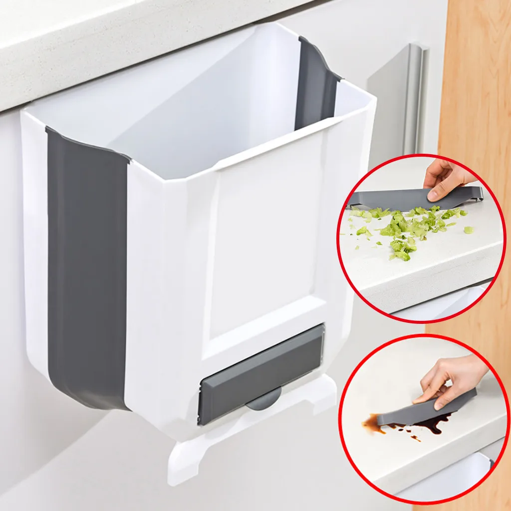 Кухонная подвесная мусорная корзина маленькая компактная складная