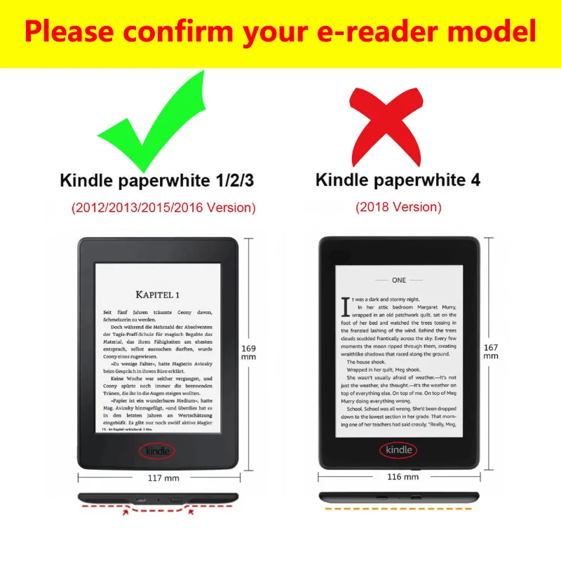Магнитный смарт-чехол для Kindle Paperwhite 3 /2/1 2015 2012 2013 2014 из искусственной кожи с ручным