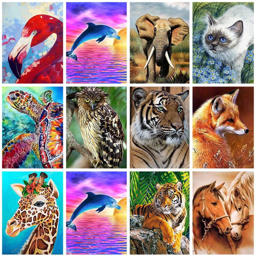 

Miaodu Новое поступление, круглая алмазная живопись своими руками, наборы для вышивки крестом, алмазная 5D Вышивка с животными стразы, мозаика, ...