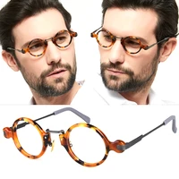top quality titanium acetate retro circle spectacles glasses frames for men women myopia reading eyeglasses oculos de grau