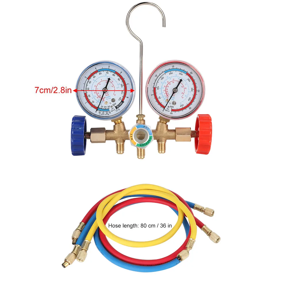 

A/C Diagnostic Manifold Gauge Refrigeration Air Conditioning Tool Set sn For All Car A/C With Hose and Hook Kit R12 R22 R502 New