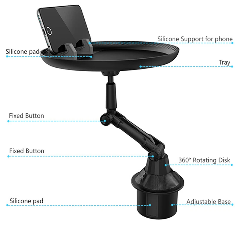 multi functional stable security non skid car phone holder tray car cup phone holder with meal table free global shipping