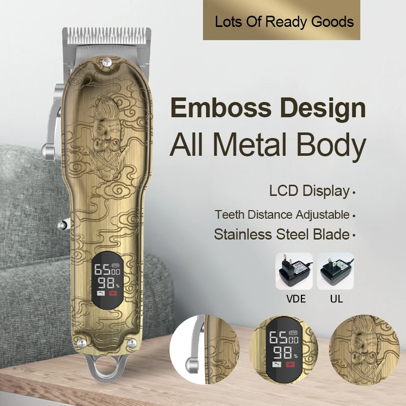2021 New Professional Hair Clipper Barber Cutting Machine Electric Trimmer for Men Bronze Embossed Body Cutter | Бытовая техника