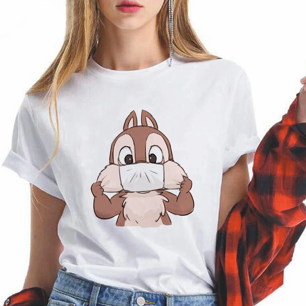 

T Shirt Women Fashion Harajuku Tops Short Sleeve Cute Chip and Dale T-Shirts Leisure Tee Casual Ladies Dropship
