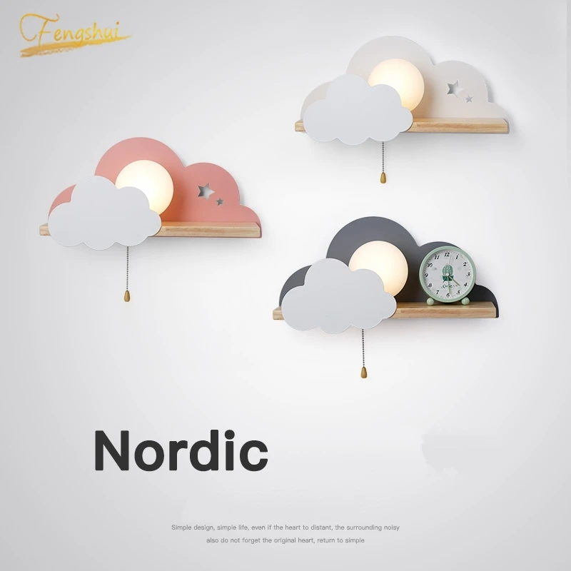 

Nordic Creative Macaron LED Wall Lamp Beside Bedroom Lamp Fixtures Children Room Deco Cloud Wall Lamps Stairs Wall Light Sconces